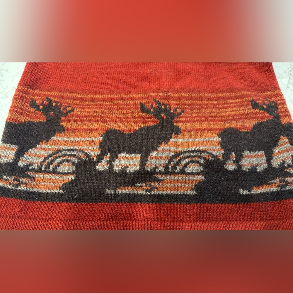 Kids Ralph Lauren Rust/Brown/Black Hooded Sweater with Moose Design - Picture 6 of 7
